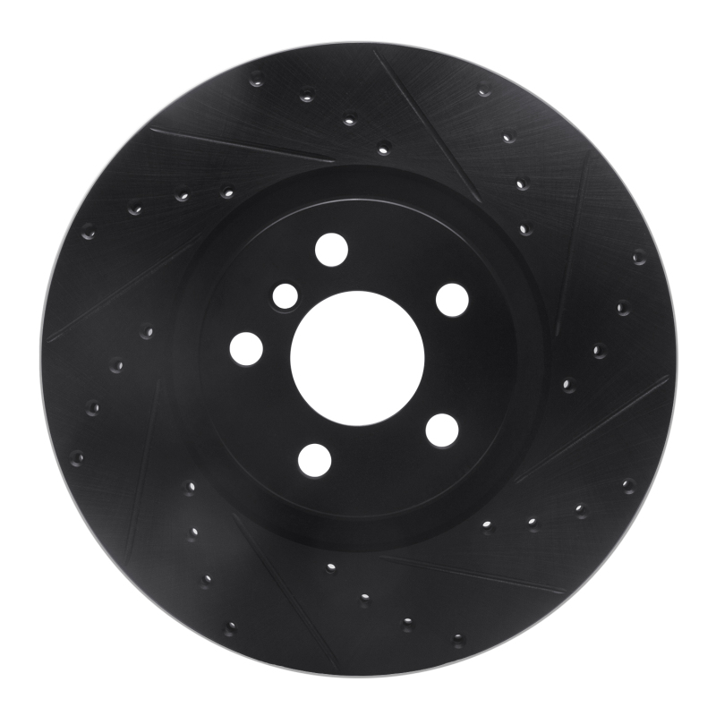 BMW 228i xDrive Gran Coupe Brake Rotor (1) - Front Right - R1 Concepts - Drilled & Slotted - Black - `15-`25